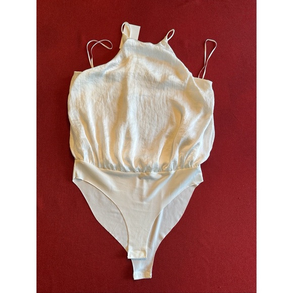 Zara Ivory Satin Effect Strappy Blouse Bodysuit, NWT, S - Picture 6 of 12